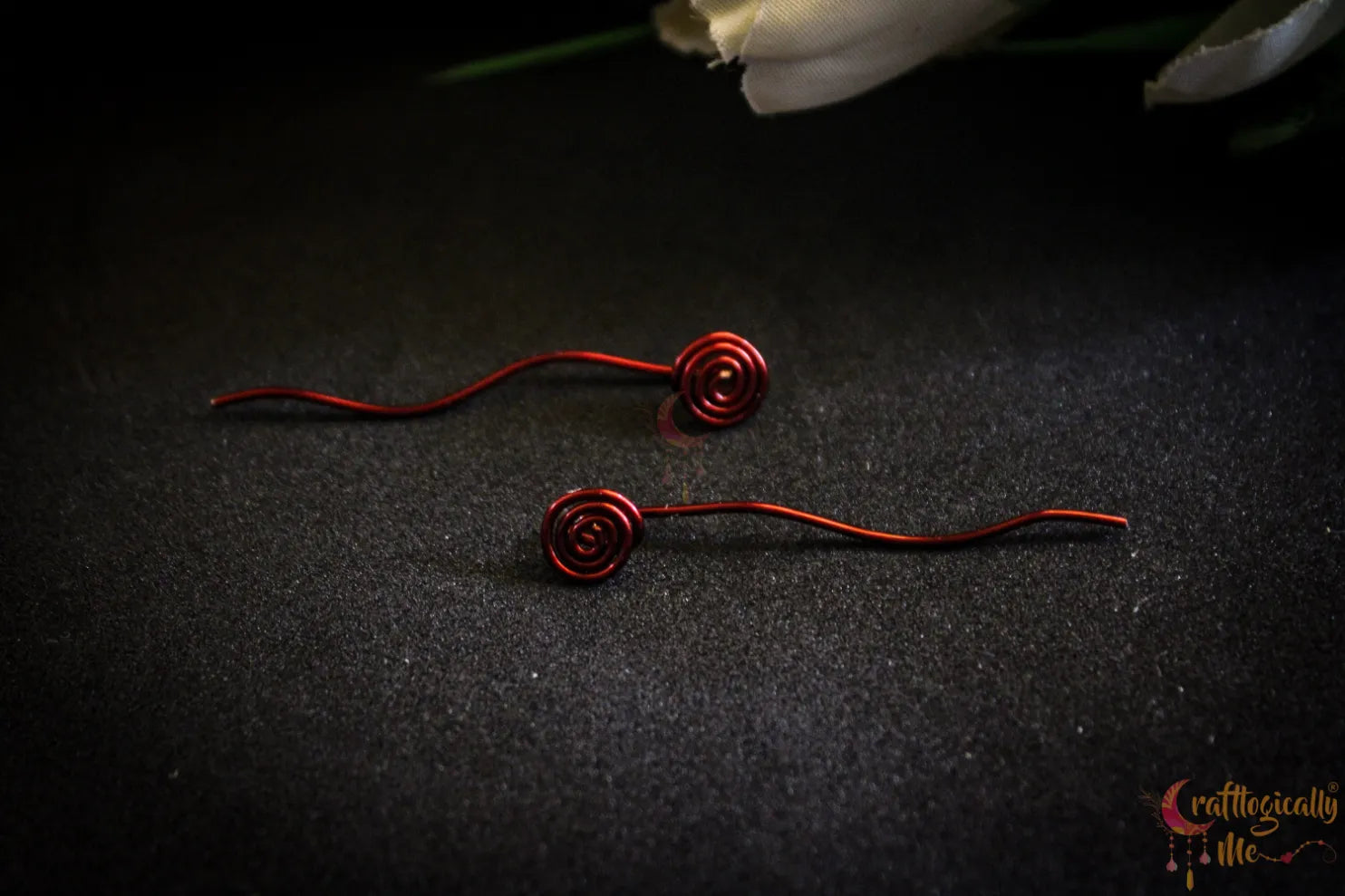 Swirl with Tail Post Earrings - Handmade Wire Statement Jewelry