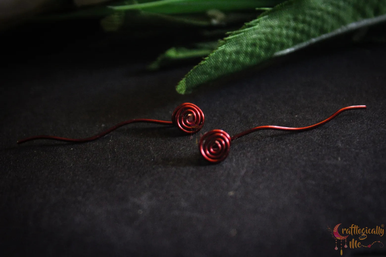 Swirl with Tail Post Earrings - Handmade Wire Statement Jewelry