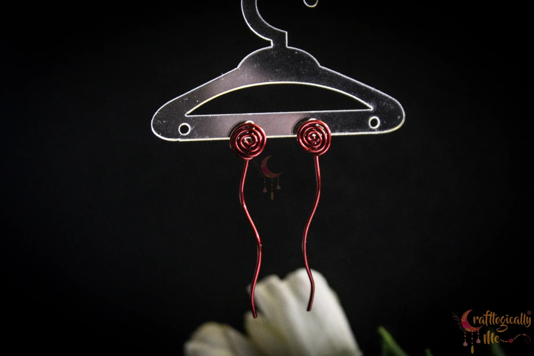 Swirl with Tail Post Earrings - Handmade Wire Statement Jewelry