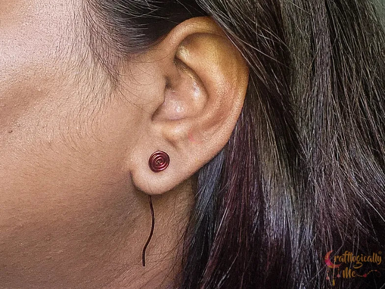 Swirl with Tail Post Earrings - Handmade Wire Statement Jewelry