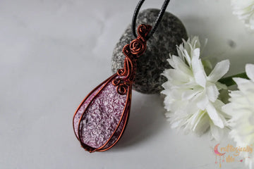 Pink Drop Resin Gemstone Pendant – Handmade Minimalistic Wire Wrap Jewelry