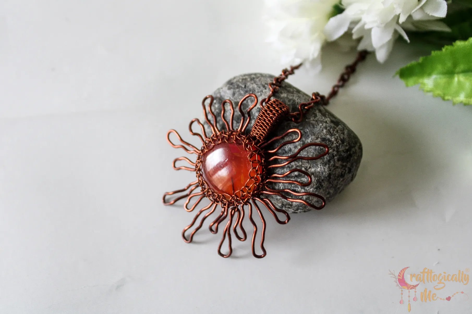 Amber Sun Pendant Set with Earrings – Handmade Wire Wrapped Gemstone Jewelry