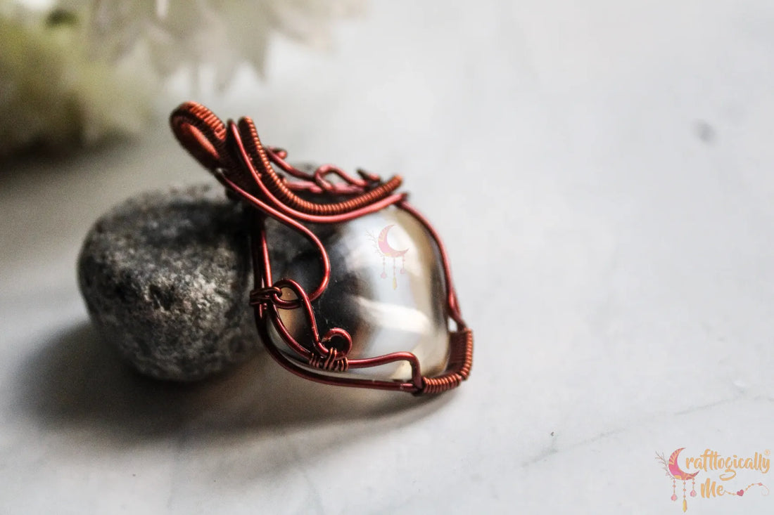 Banded Agate Gemstone Heart Pendant – Handmade Anti-Tarnish Copper Wire Wrapped Jewelry