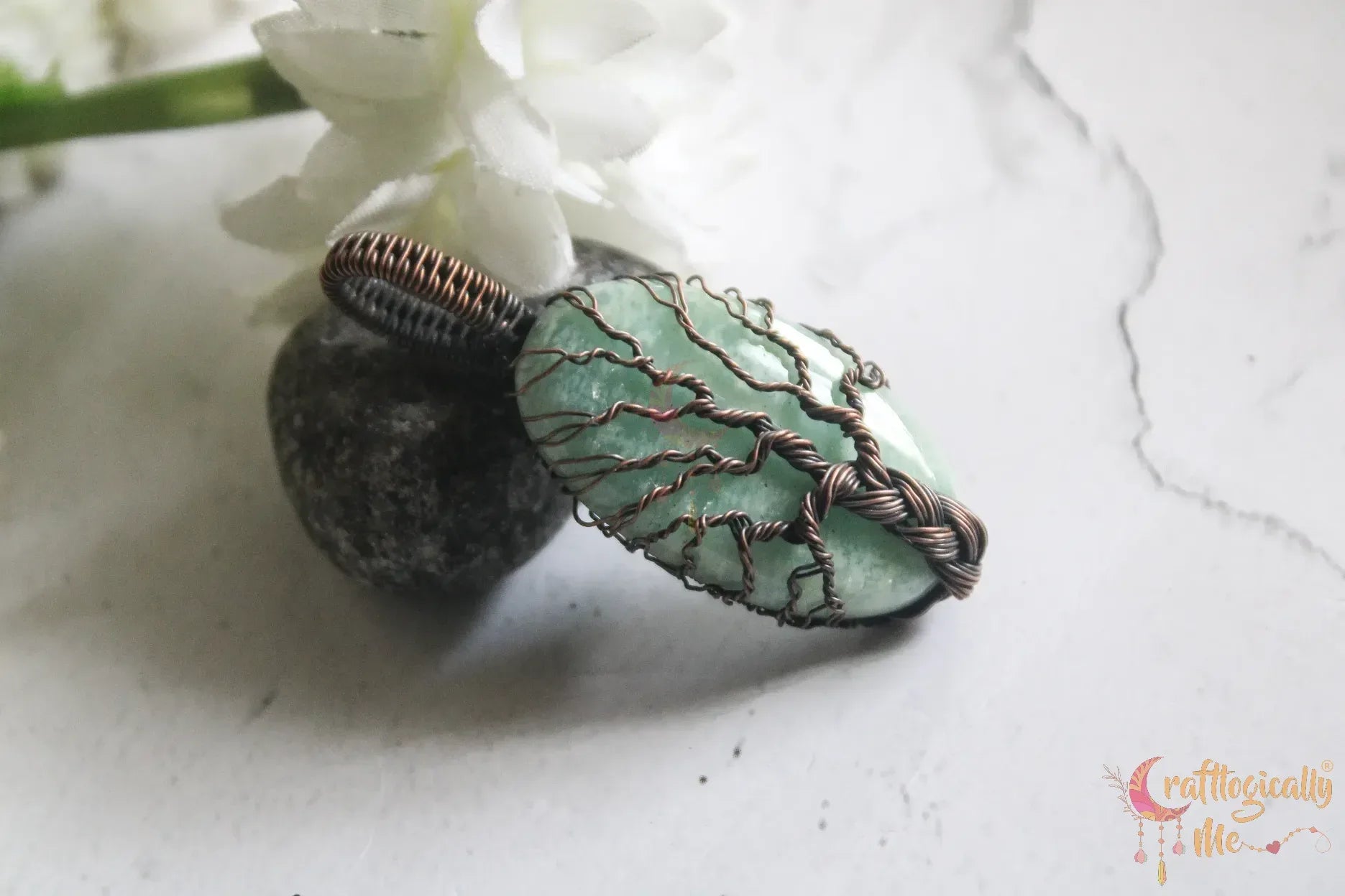 Amazonite Gemstone Braided Tree of Life Pendant β Oxidized Copper Wire Wrapped Jewelry