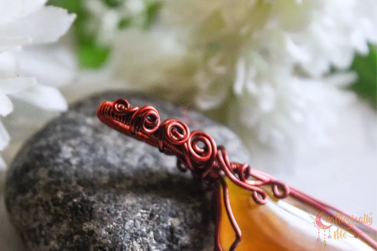 Yellow Agate Cleaver Wrap Pendant – Handmade Wire Wrapped Gemstone Jewelry