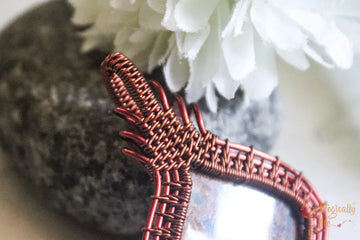 Ocean Jasper Gemstone Woven Frame Wrap Pendant – Handmade Diamond-Shaped Wire Wrapped Jewelry