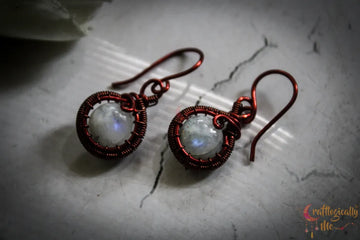 Moonstone Gemstone Earrings – Handmade Wire Wrapped Jewelry