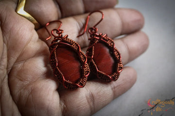 Red Jasper Gemstone Earrings – Handmade Wire Wrapped Jewelry