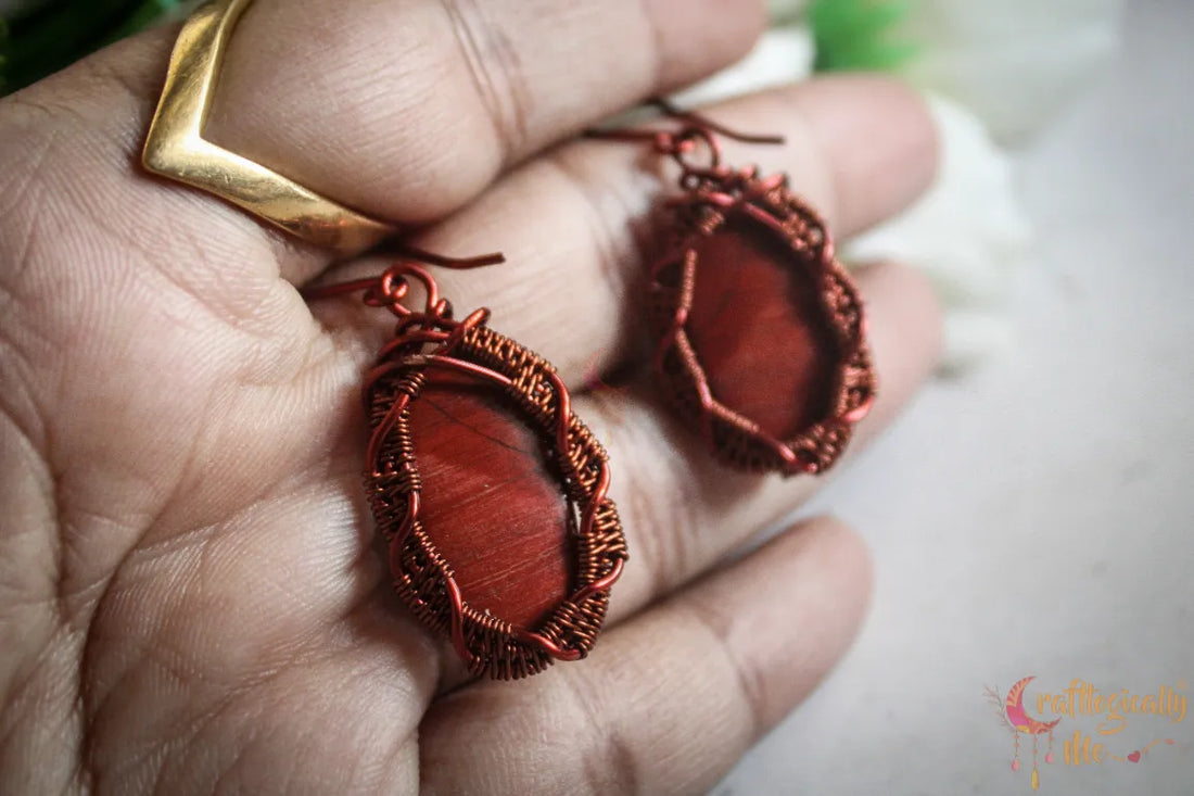 Red Jasper Gemstone Earrings – Handmade Wire Wrapped Jewelry