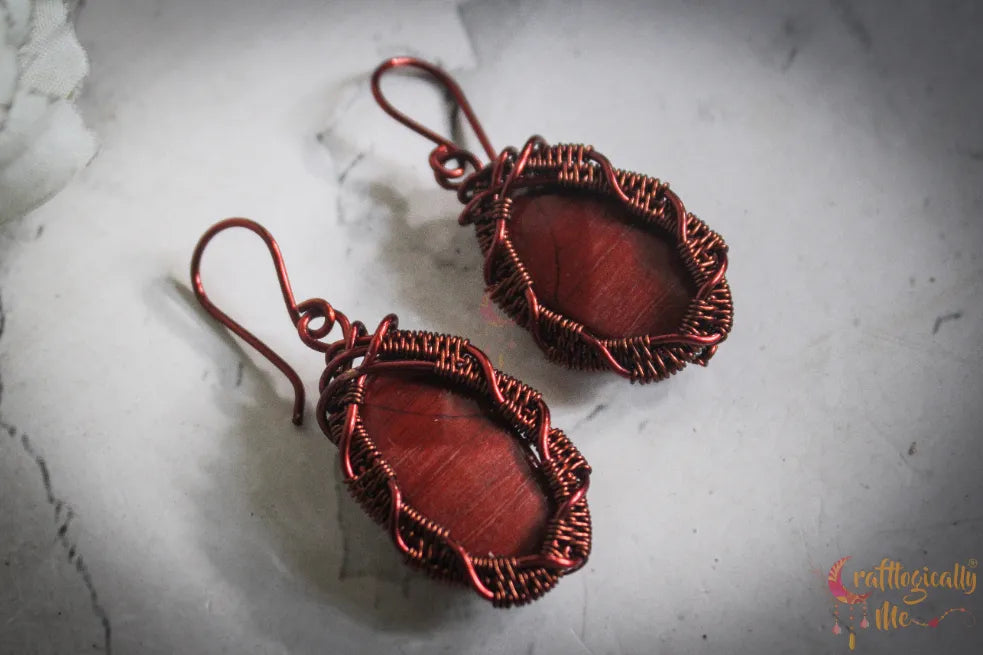 Red Jasper Gemstone Earrings – Handmade Wire Wrapped Jewelry