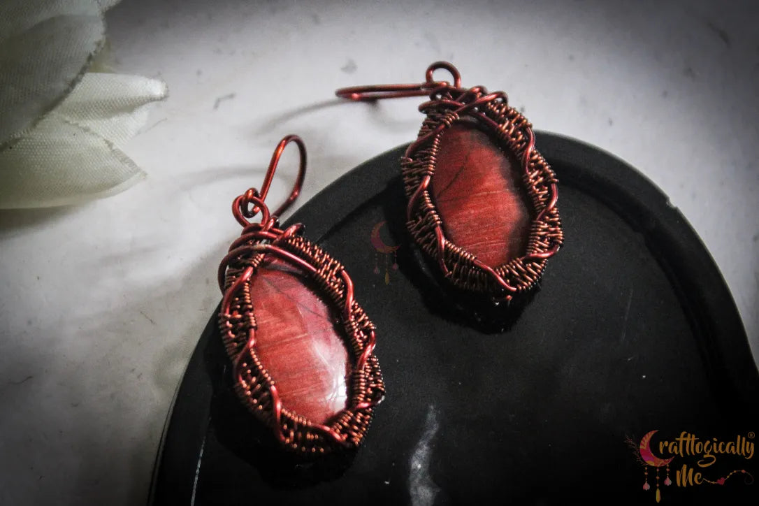 Red Jasper Gemstone Earrings – Handmade Wire Wrapped Jewelry