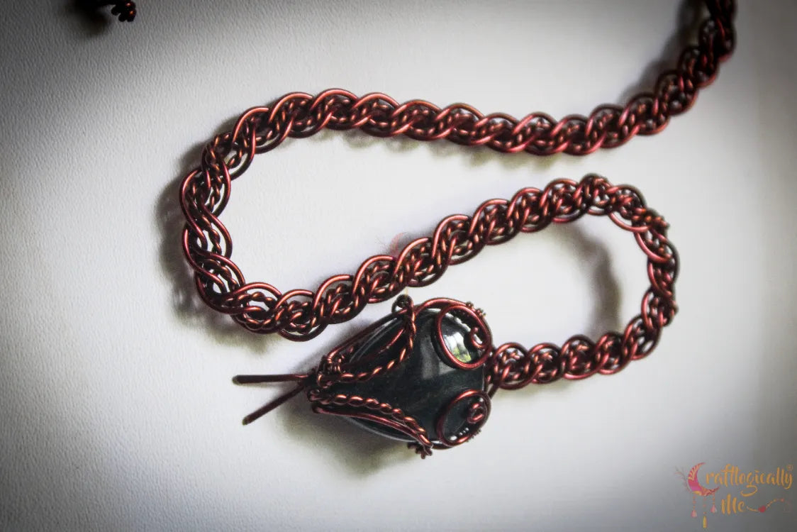 Blue Tiger’s Eye Gemstone Braided Snake Collar In Anti-Tarnish Copper – Handmade Wire Wrapped Statement Jewelry
