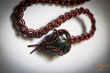 Blue Tiger’s Eye Gemstone Braided Snake Collar In Anti-Tarnish Copper – Handmade Wire Wrapped Statement Jewelry