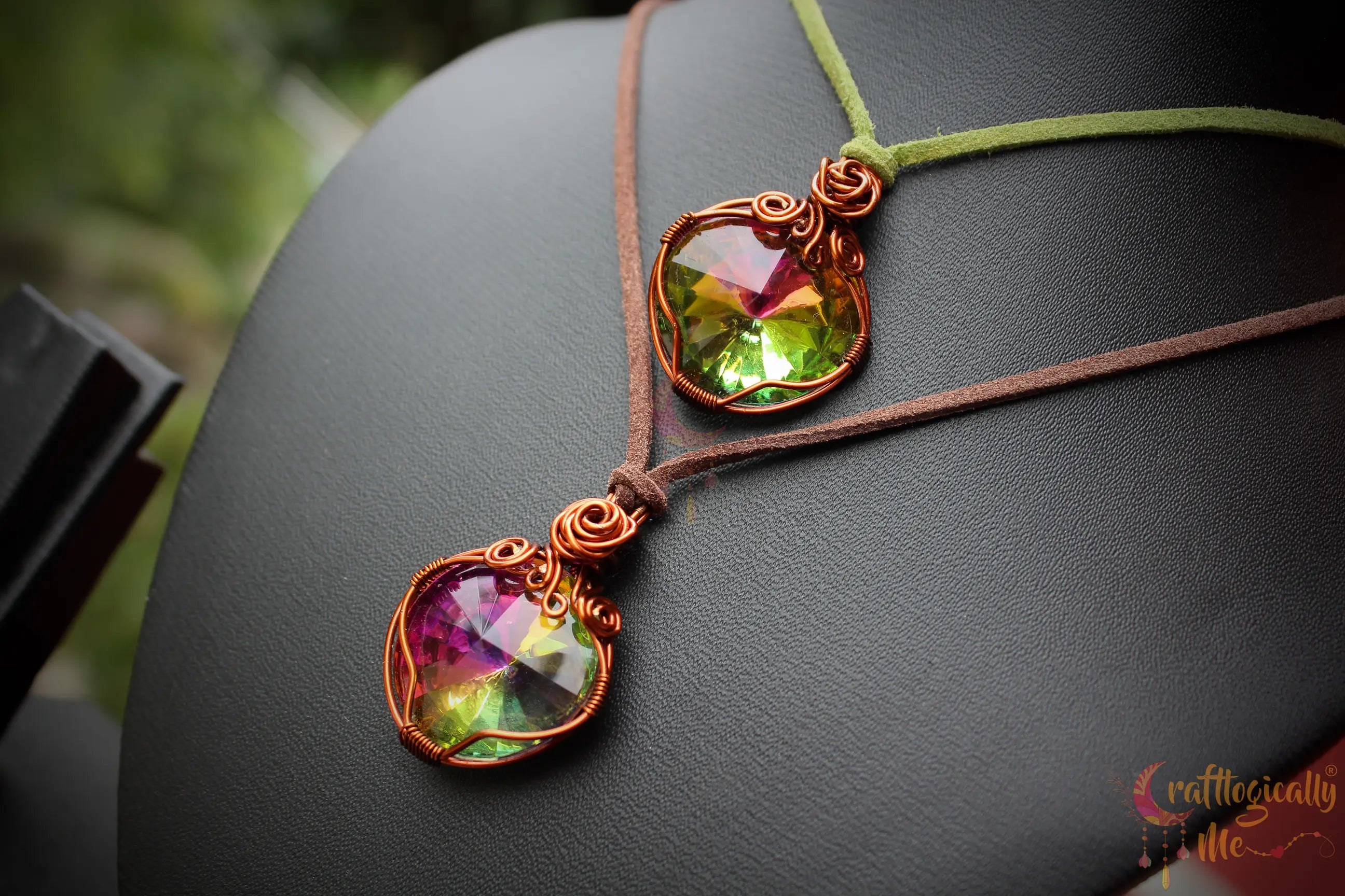 Multicolor Acrylic Rhinestone Wire Pendant – Handmade Statement Jewelry