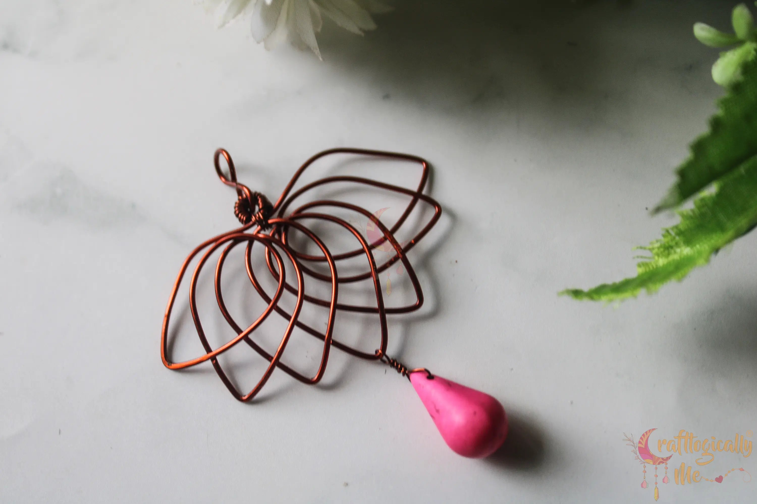 Lotus Pendant – Handmade Wire Art Jewelry