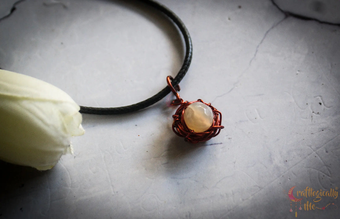 Nest with a Giant Egg Pendant – Handmade Wire Art Statement Jewelry