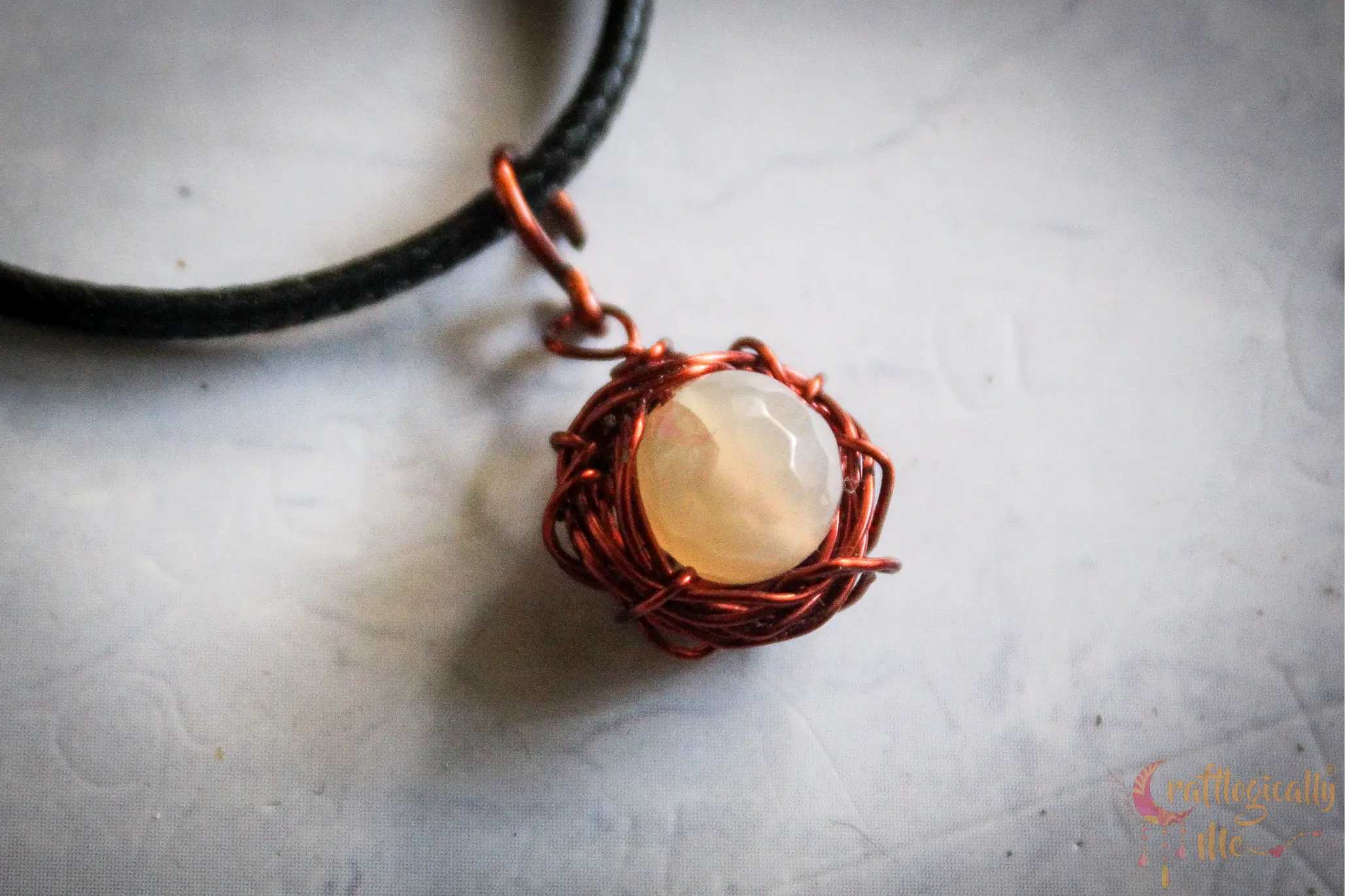 Nest with a Giant Egg Pendant – Handmade Wire Art Statement Jewelry