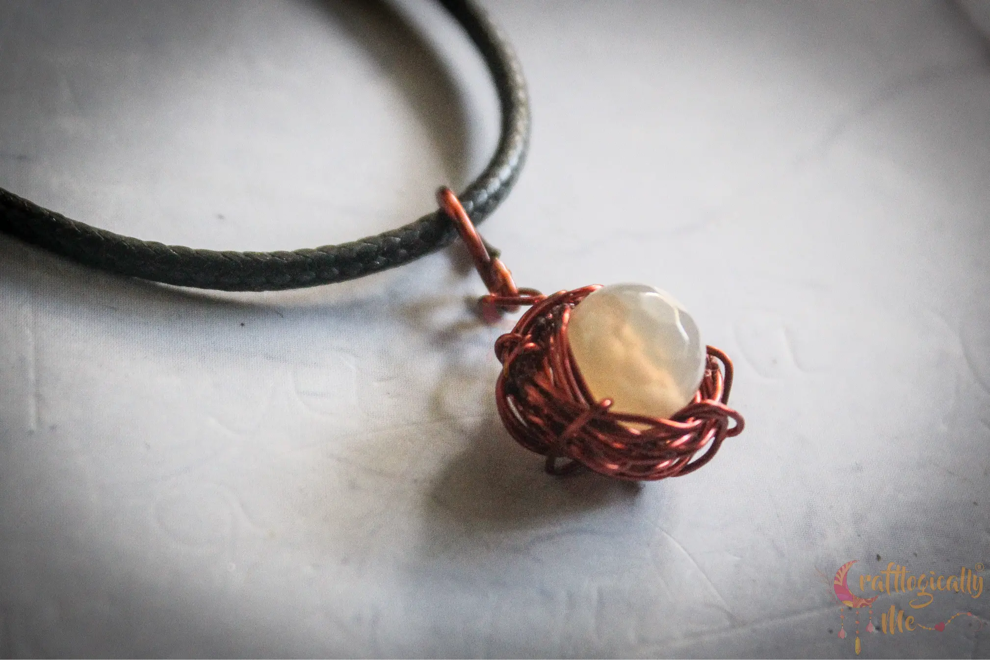 Nest with a Giant Egg Pendant – Handmade Wire Art Statement Jewelry