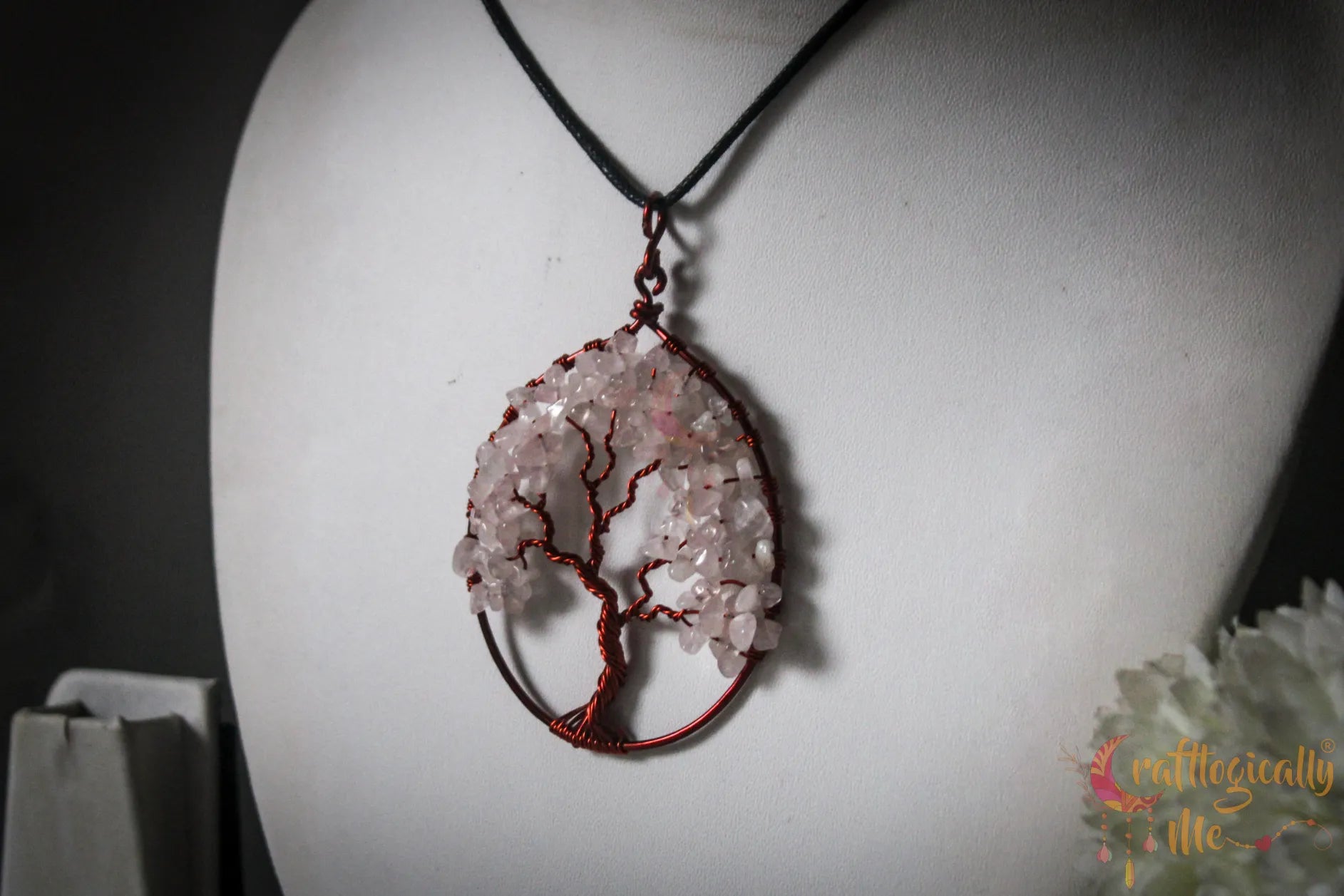 Oval Tree of Life Pendant – Handmade Gemstone Chip Bead Jewelry