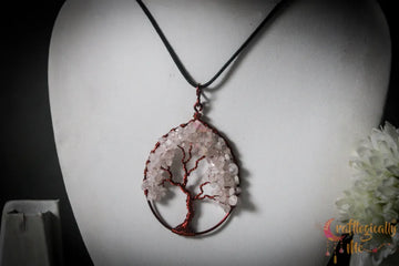 Oval Tree of Life Pendant – Handmade Gemstone Chip Bead Jewelry