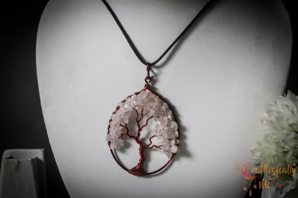 Oval Tree of Life Pendant – Handmade Gemstone Chip Bead Jewelry