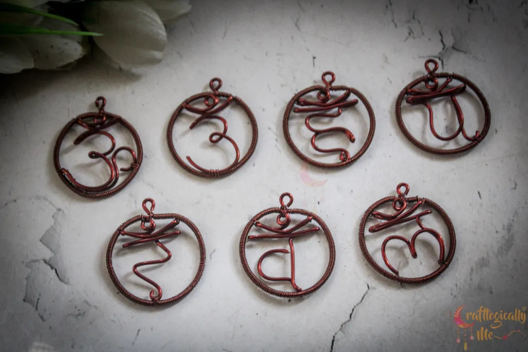 Set of 7 Chakra Mantra Pendants – Handmade Meditation Jewelry Collection