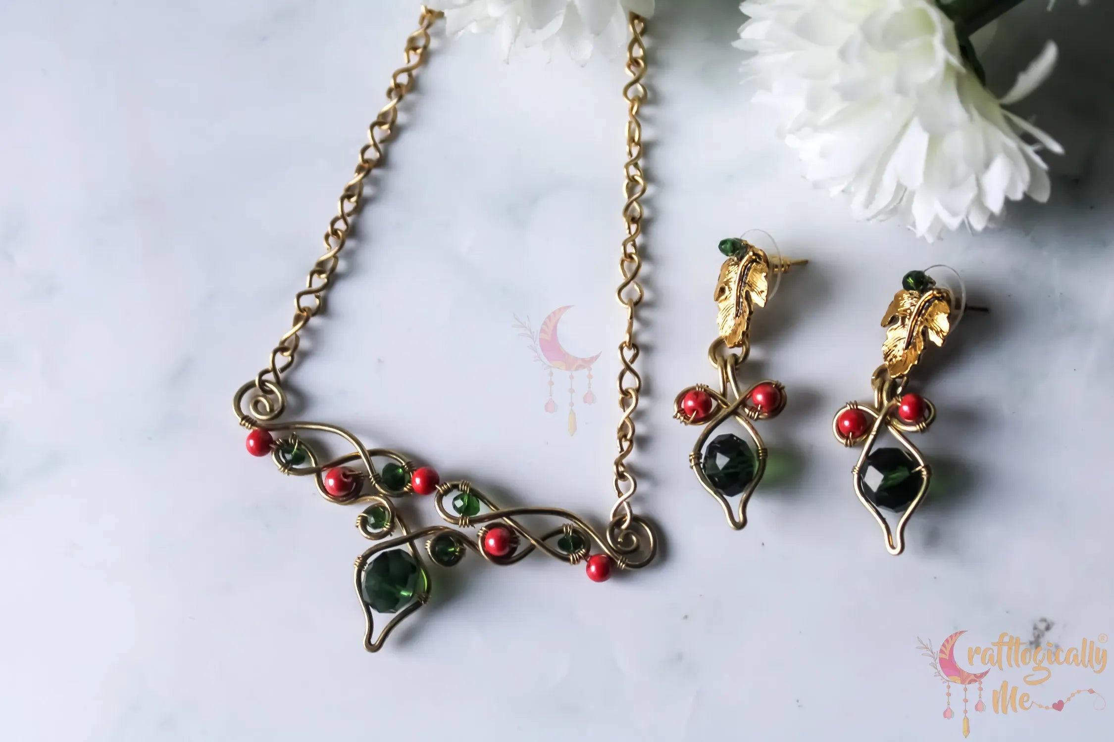 Dual Color Choker Set, Earrings And Necklace Combo – Handcrafted Wire Jewelry