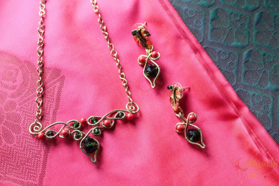 Dual Color Choker Set, Earrings And Necklace Combo – Handcrafted Wire Jewelry