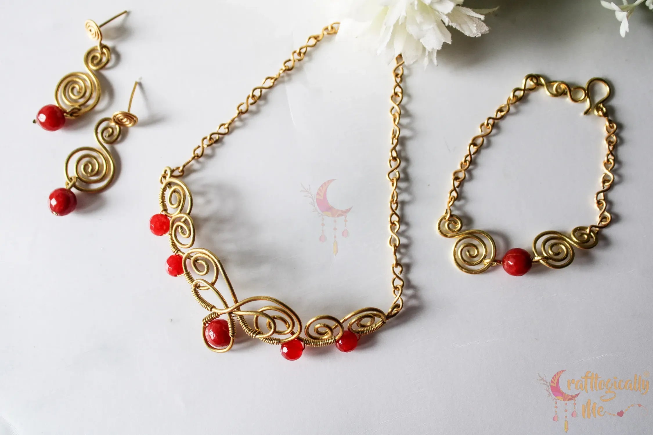 Red Agate Choker Set, Earrings, Necklace And Bracelet Combo – Handmade Gemstone Jewelry