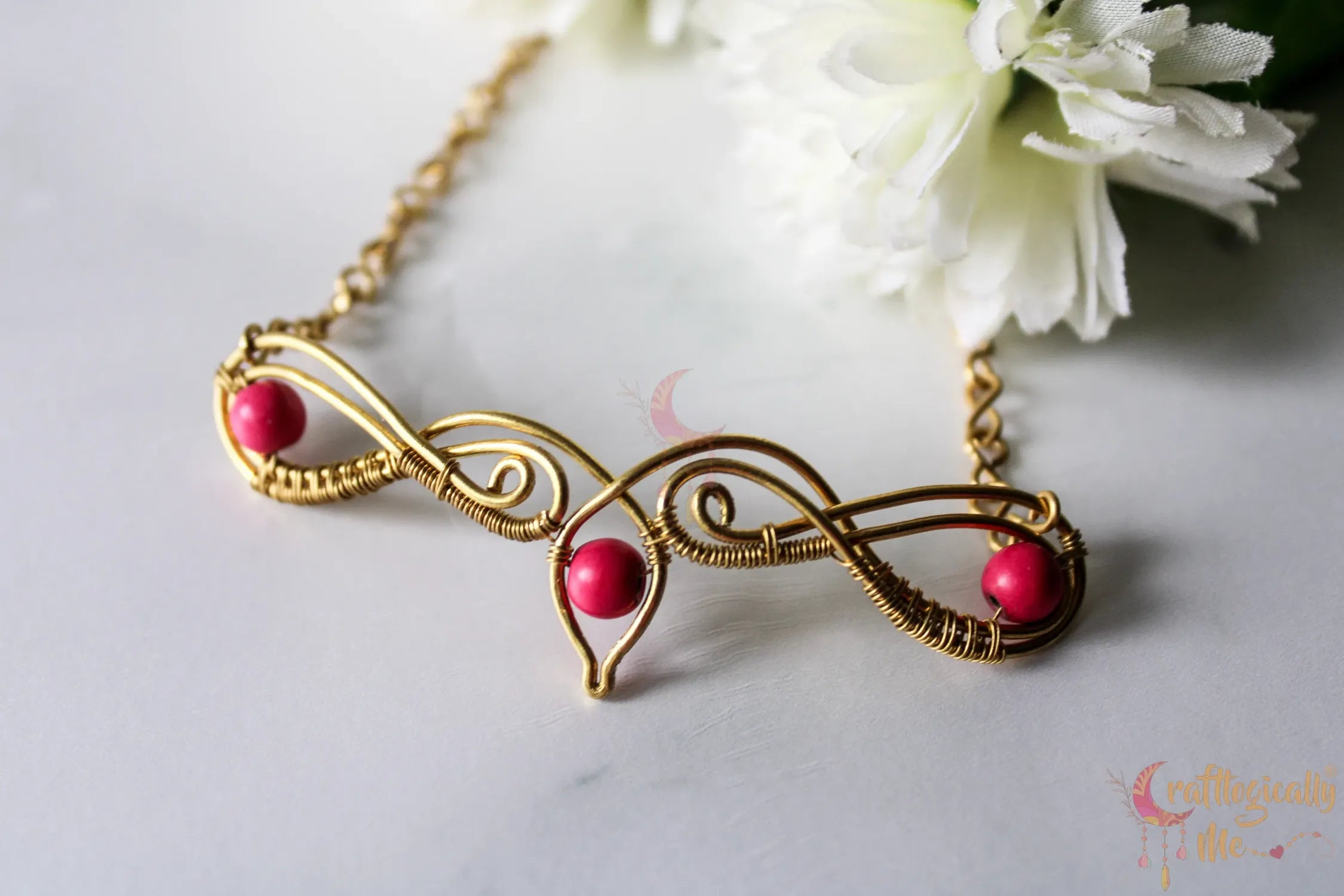 Pink Choker Set, Earrings, Necklace And Bracelet Combo– Handmade Wire Wrapped Jewelry