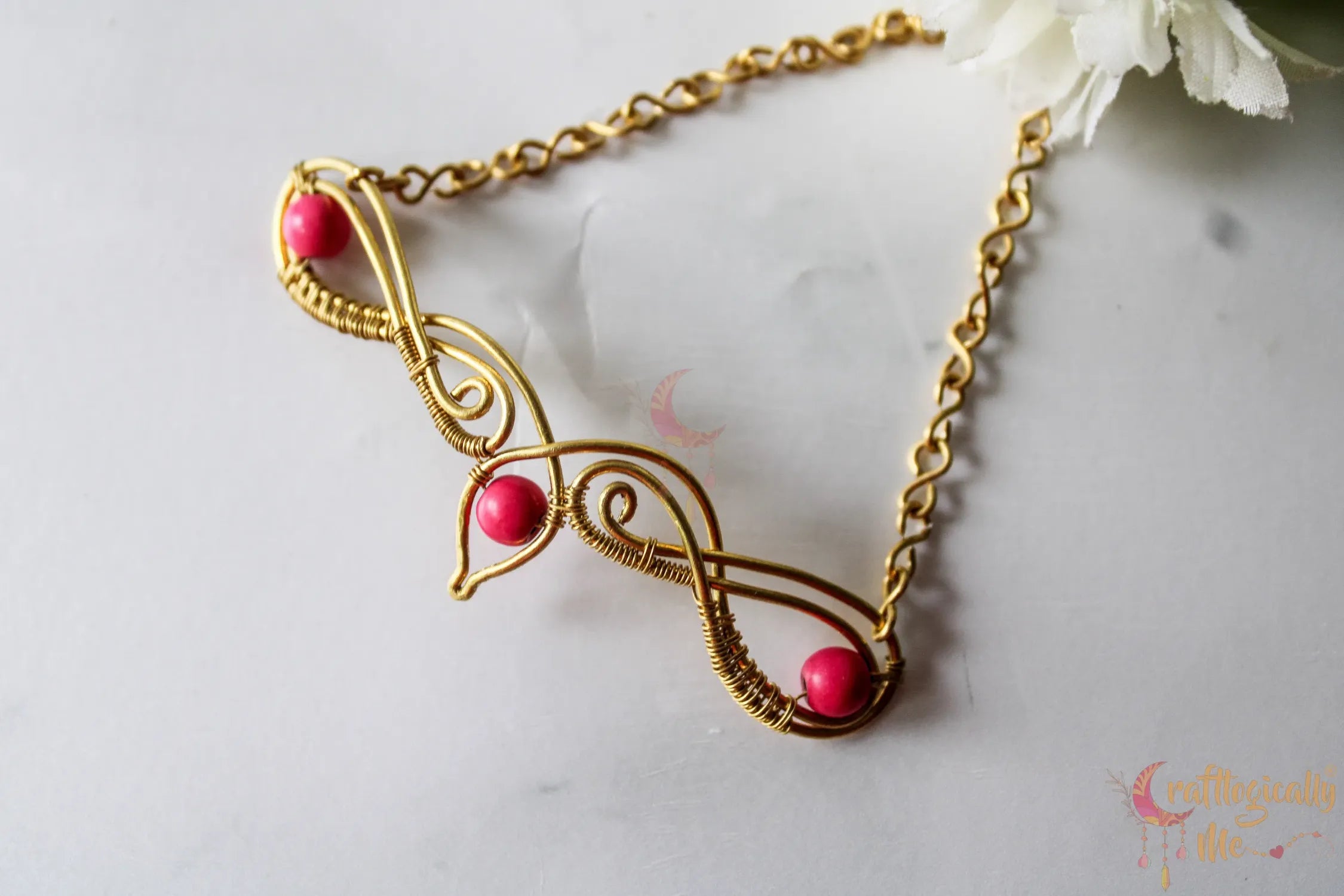 Pink Choker Set, Earrings, Necklace And Bracelet Combo– Handmade Wire Wrapped Jewelry