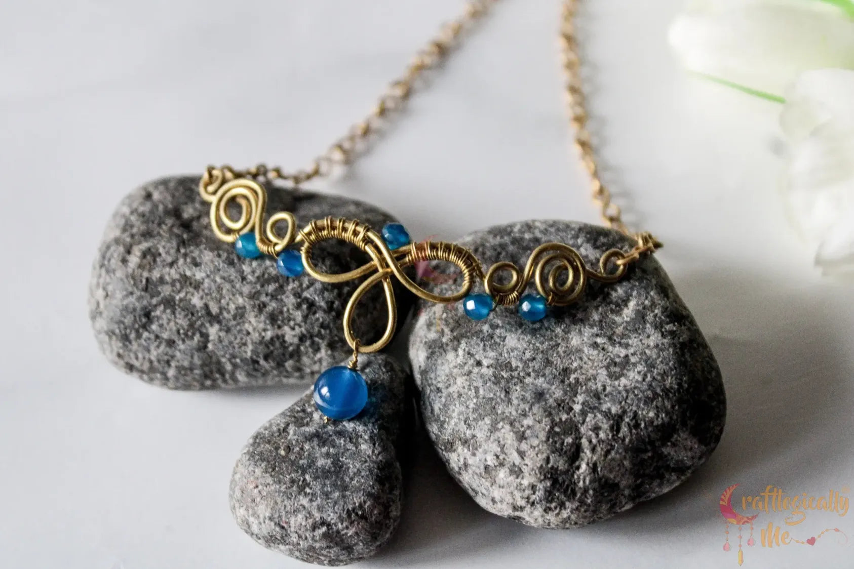 Blue Choker Set, Earrings And Necklace Combo – Wire Wrapped Handmade Jewelry