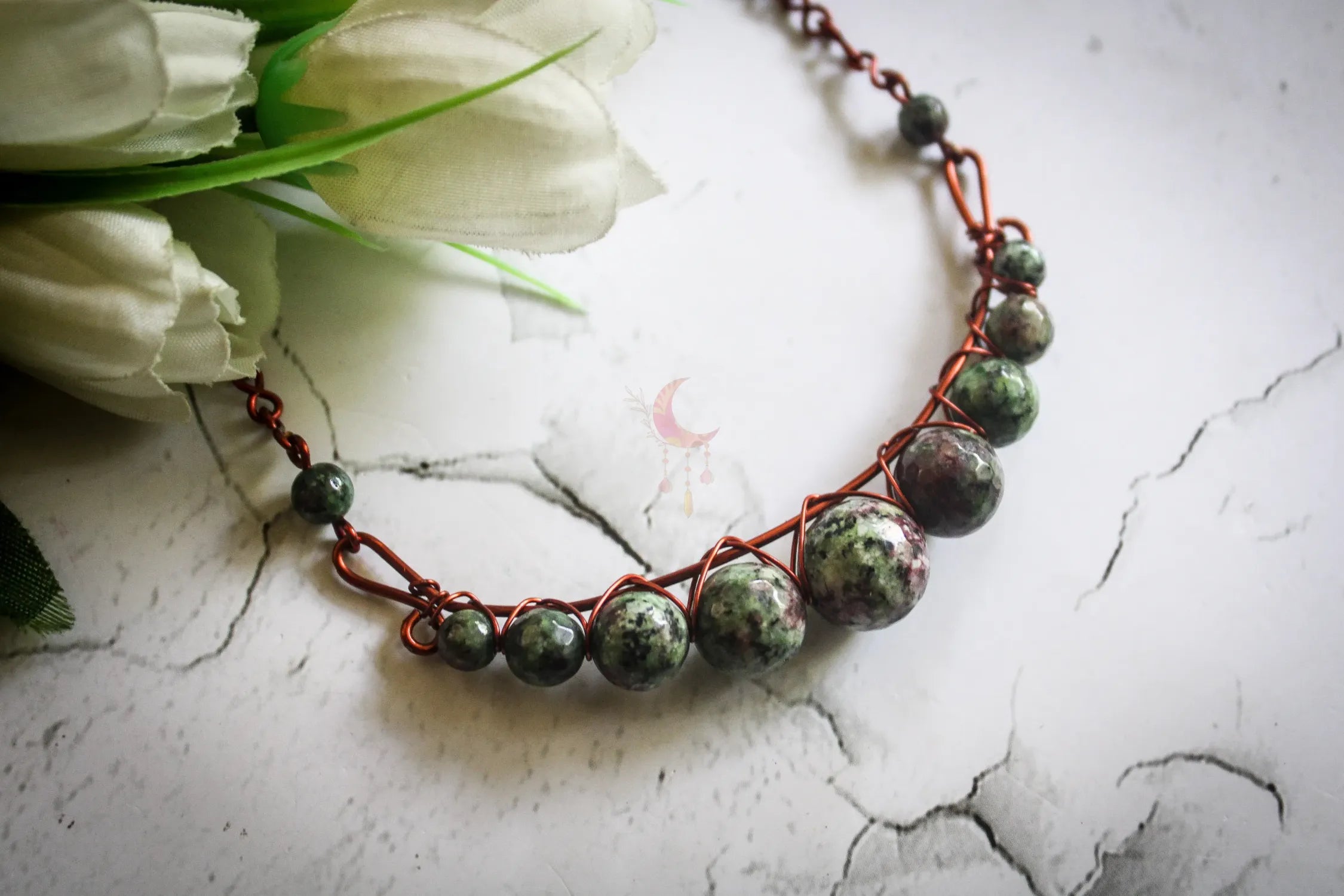 Gemstone Graduated Bead Choker Set, Earrings and Necklace Combo – Handmade Wire Wrapped Jewelry