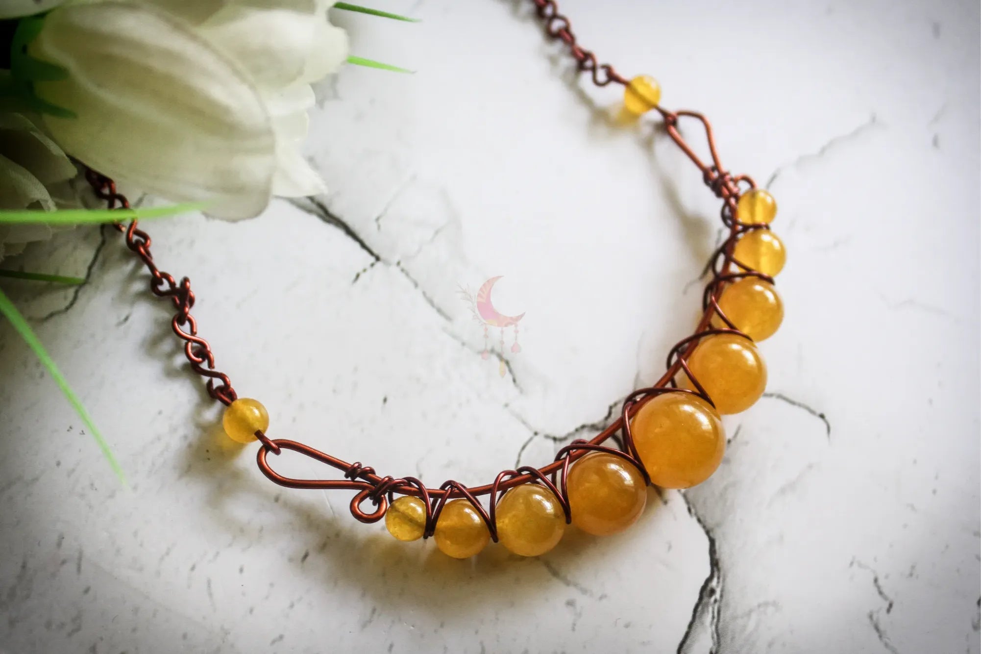Gemstone Graduated Bead Choker Set, Earrings and Necklace Combo – Handmade Wire Wrapped Jewelry