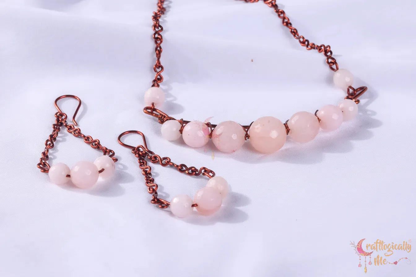 Gemstone Graduated Bead Choker Set, Earrings and Necklace Combo – Handmade Wire Wrapped Jewelry