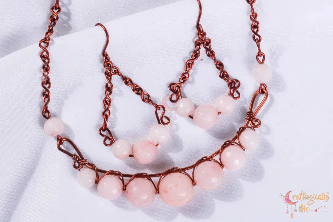 Gemstone Graduated Bead Choker Set, Earrings and Necklace Combo – Handmade Wire Wrapped Jewelry