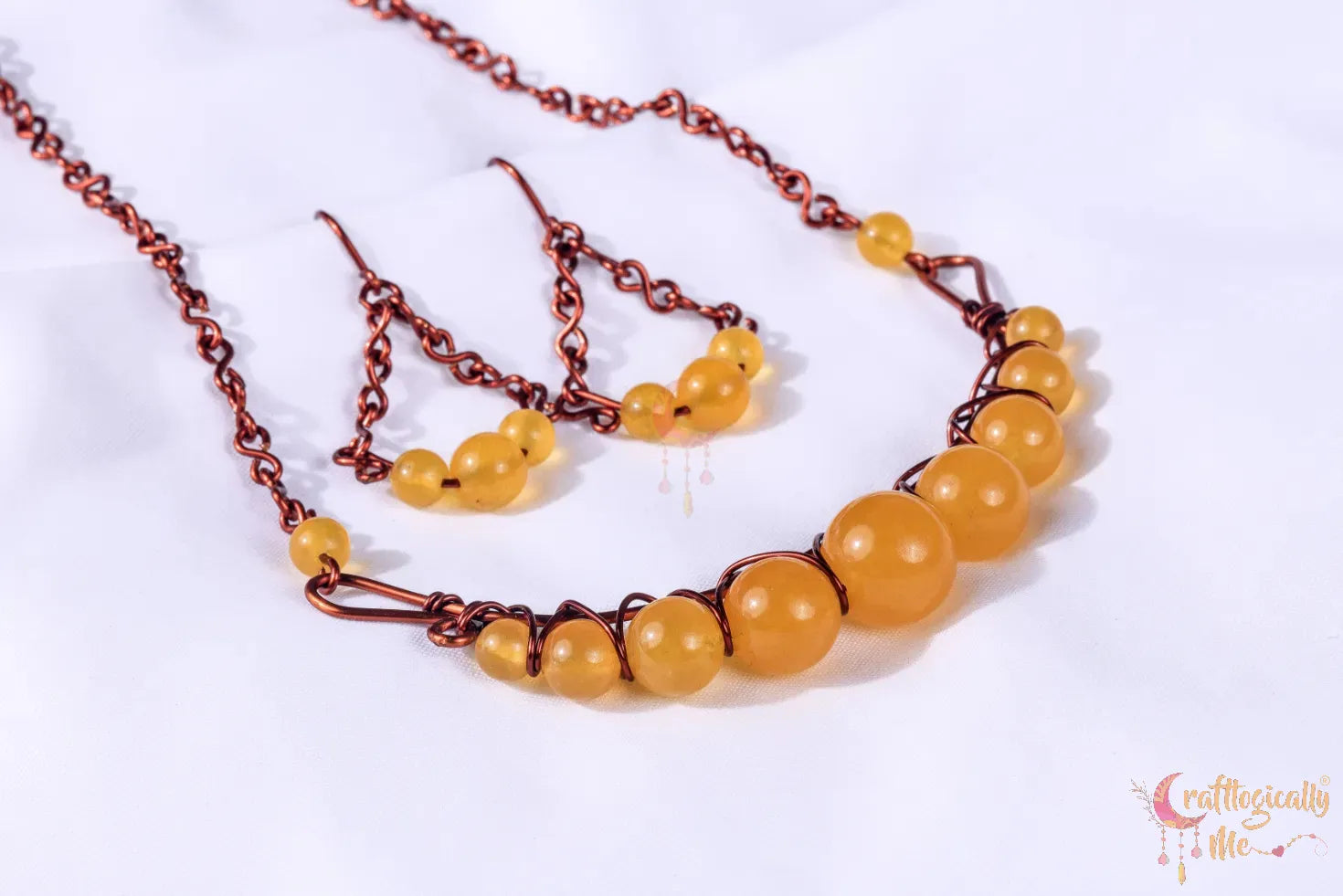 Gemstone Graduated Bead Choker Set, Earrings and Necklace Combo – Handmade Wire Wrapped Jewelry