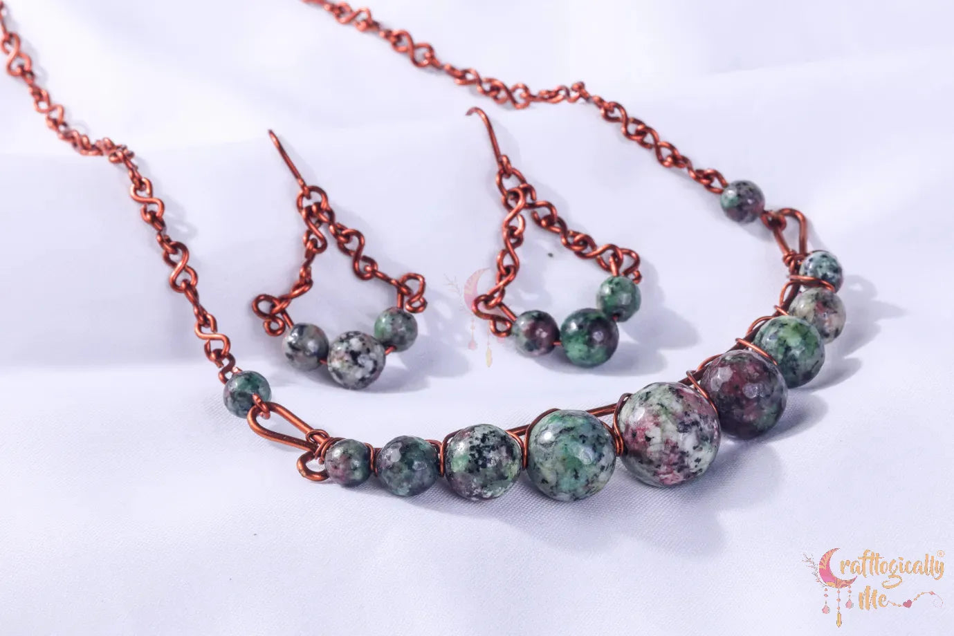 Gemstone Graduated Bead Choker Set, Earrings and Necklace Combo – Handmade Wire Wrapped Jewelry
