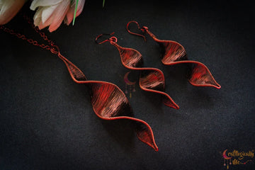 DNA Helix Twisted Pendant Set, Earrings And Pendant Combo – Handmade Wire Wrapped Jewelry