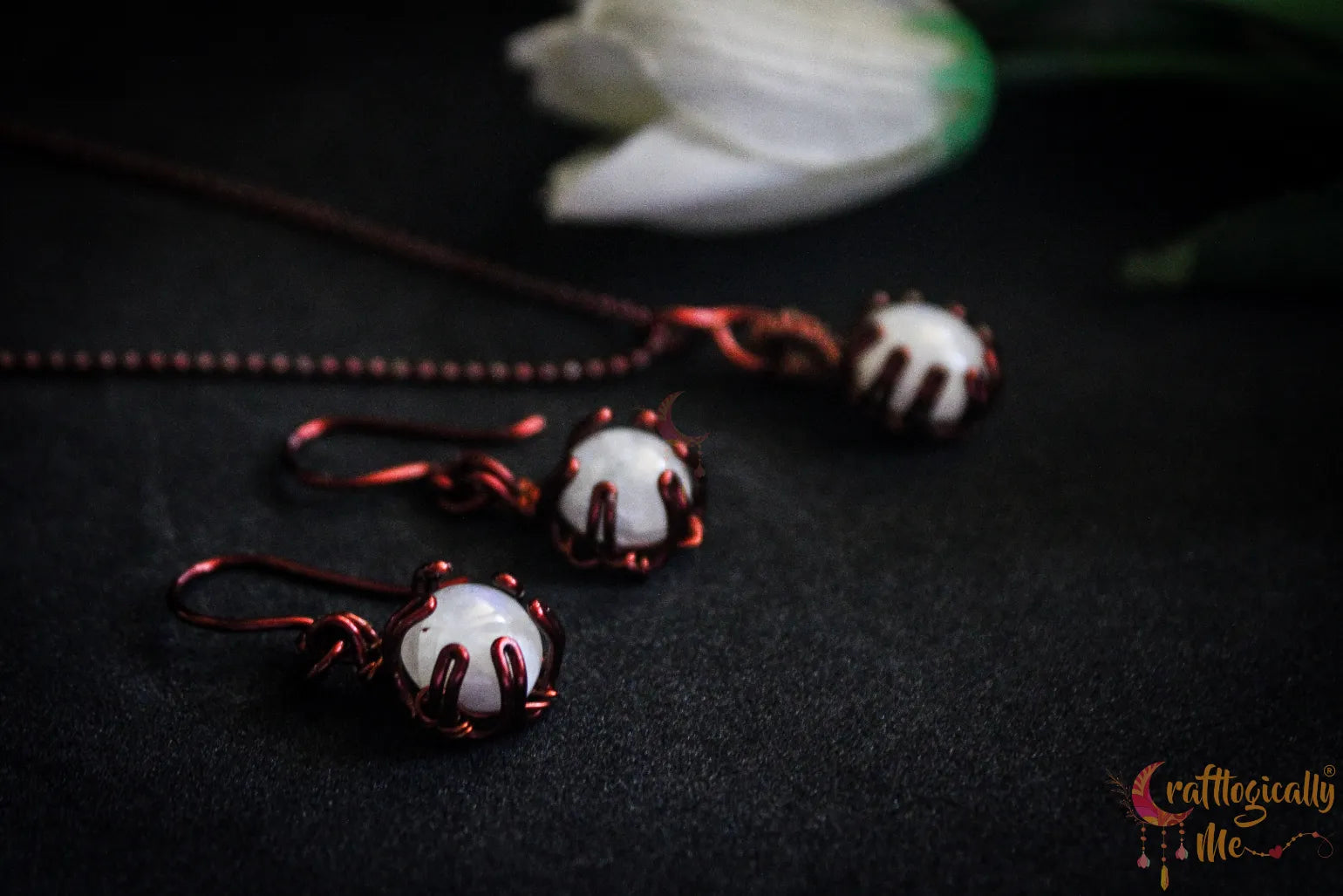 Moonstone Mini Pendant Set, Earrings and Pendant Combo – Handmade Wire Wrapped Jewelry