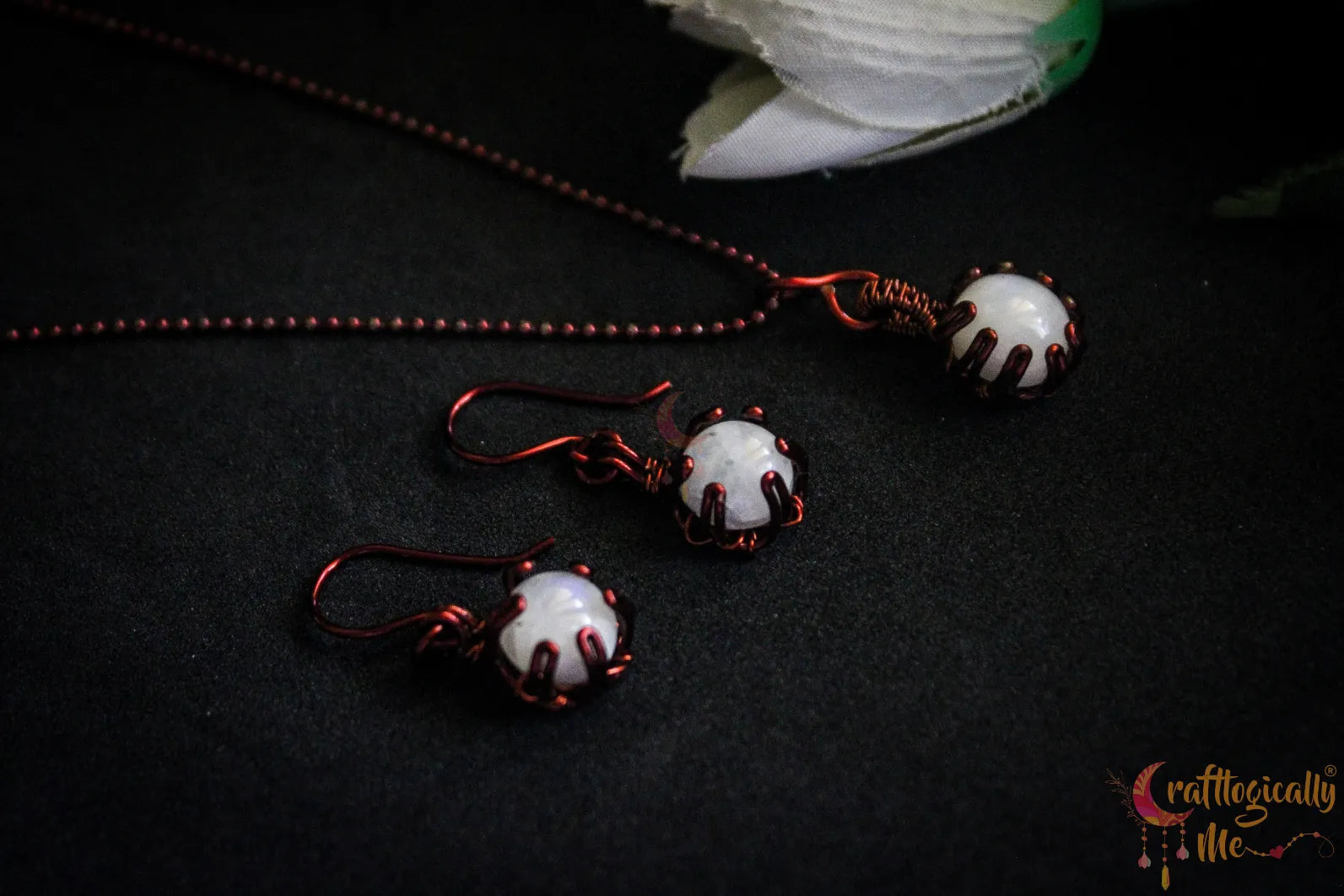 Moonstone Mini Pendant Set, Earrings and Pendant Combo – Handmade Wire Wrapped Jewelry