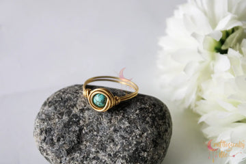 Turquoise Wrap Bead Ring – Handmade Statement Ring