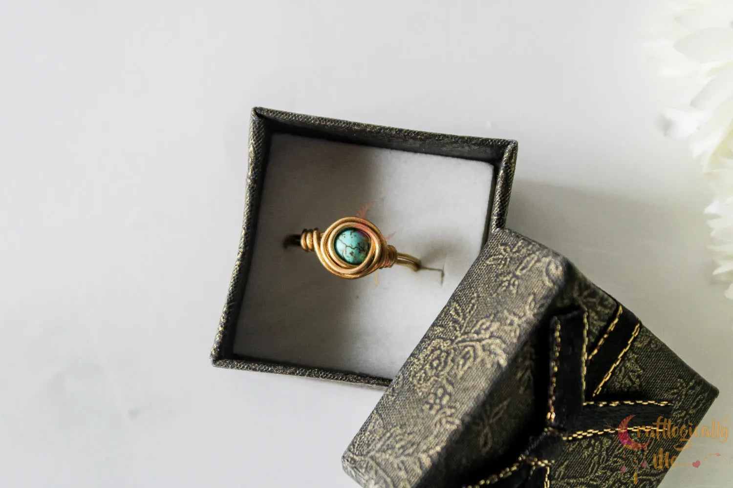 Turquoise Wrap Bead Ring – Handmade Statement Ring