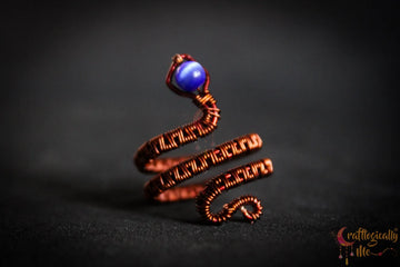 Cats Eye Snake Ring – Handmade Wire Wrapped Adjustable Statement Ring
