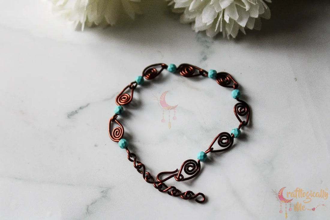 Pointed Swirls Bracelet with Beads – Artistic Wire Charm