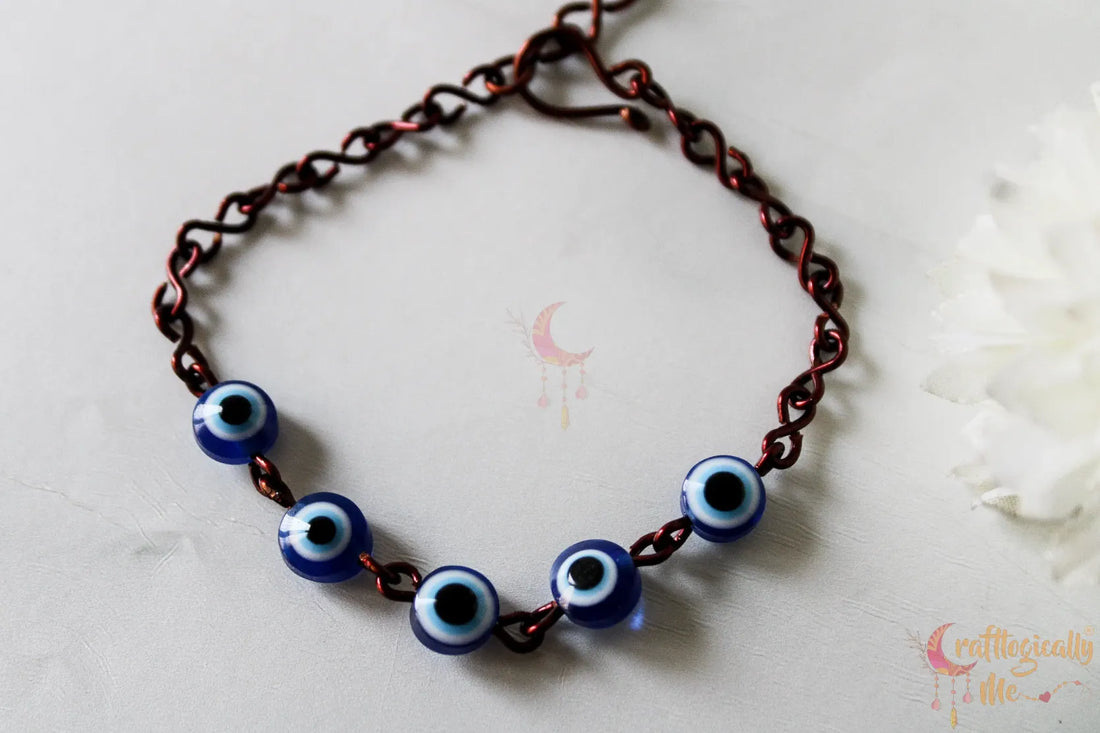 Multi Evil Eye Beads Bracelet – Handmade Wire Jewelry