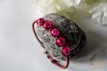 Crackle Bead Cuff Bangle Bracelet – Handmade Wire Jewelry