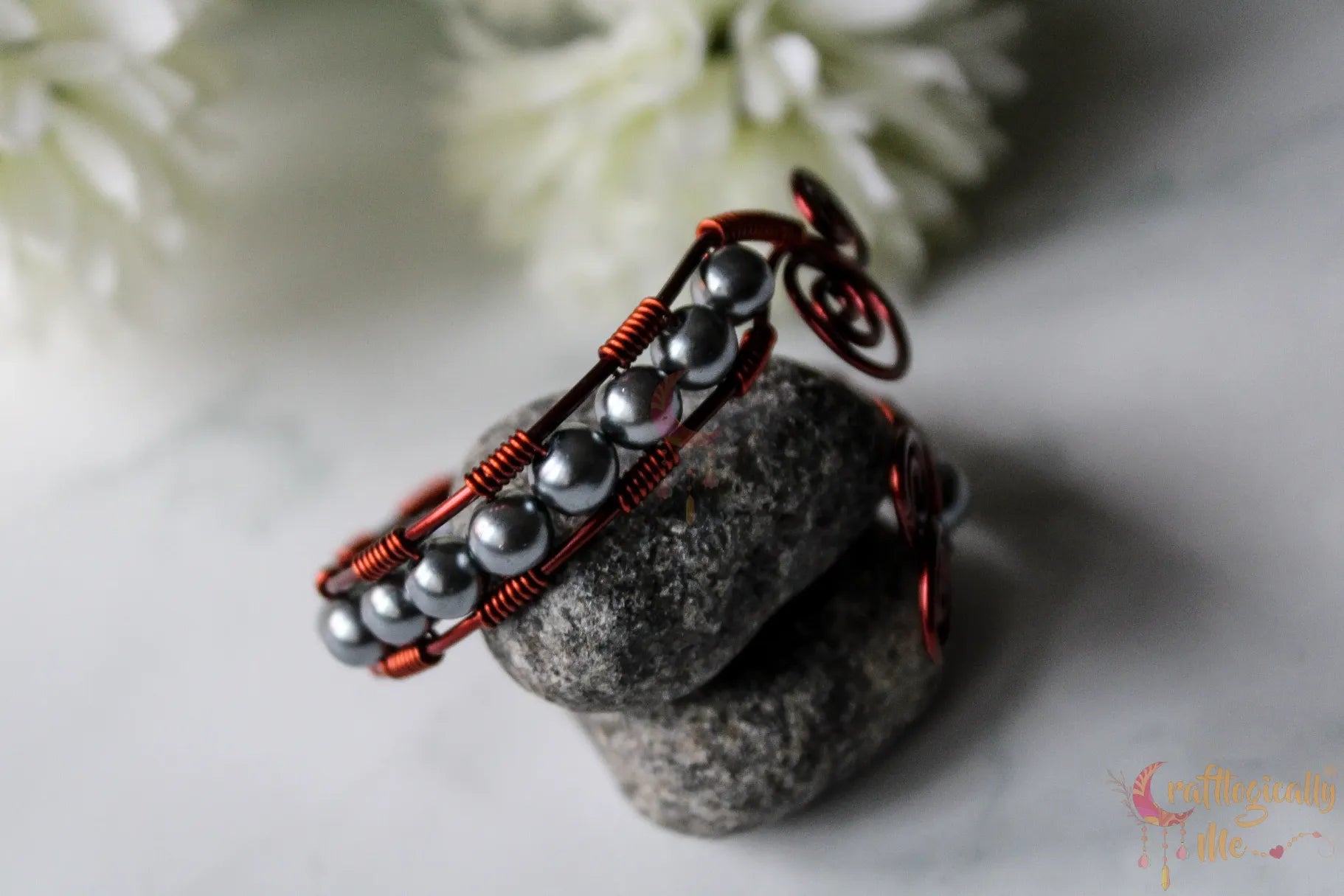 Pearl Woven Bracelet Cuff – Handmade Wire Jewelry