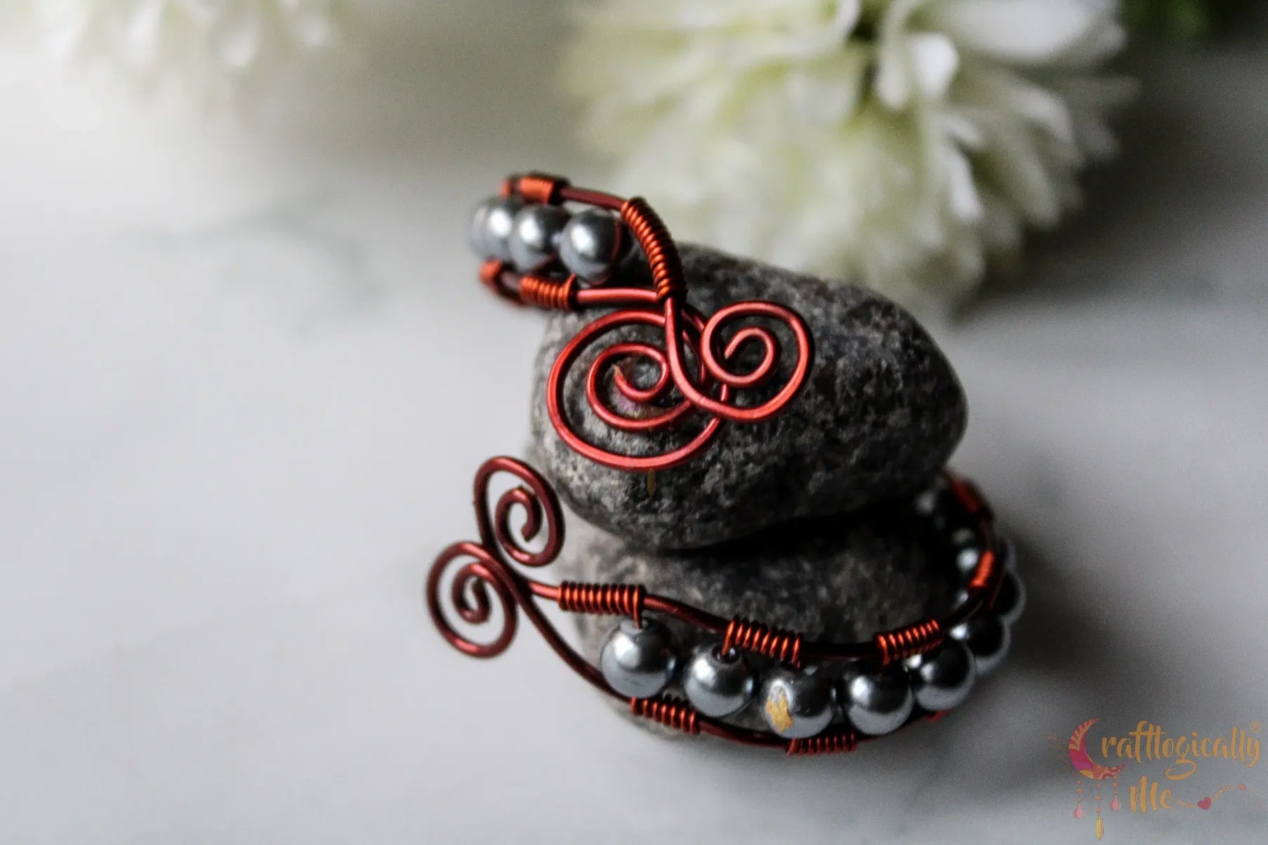 Pearl Woven Bracelet Cuff – Handmade Wire Jewelry