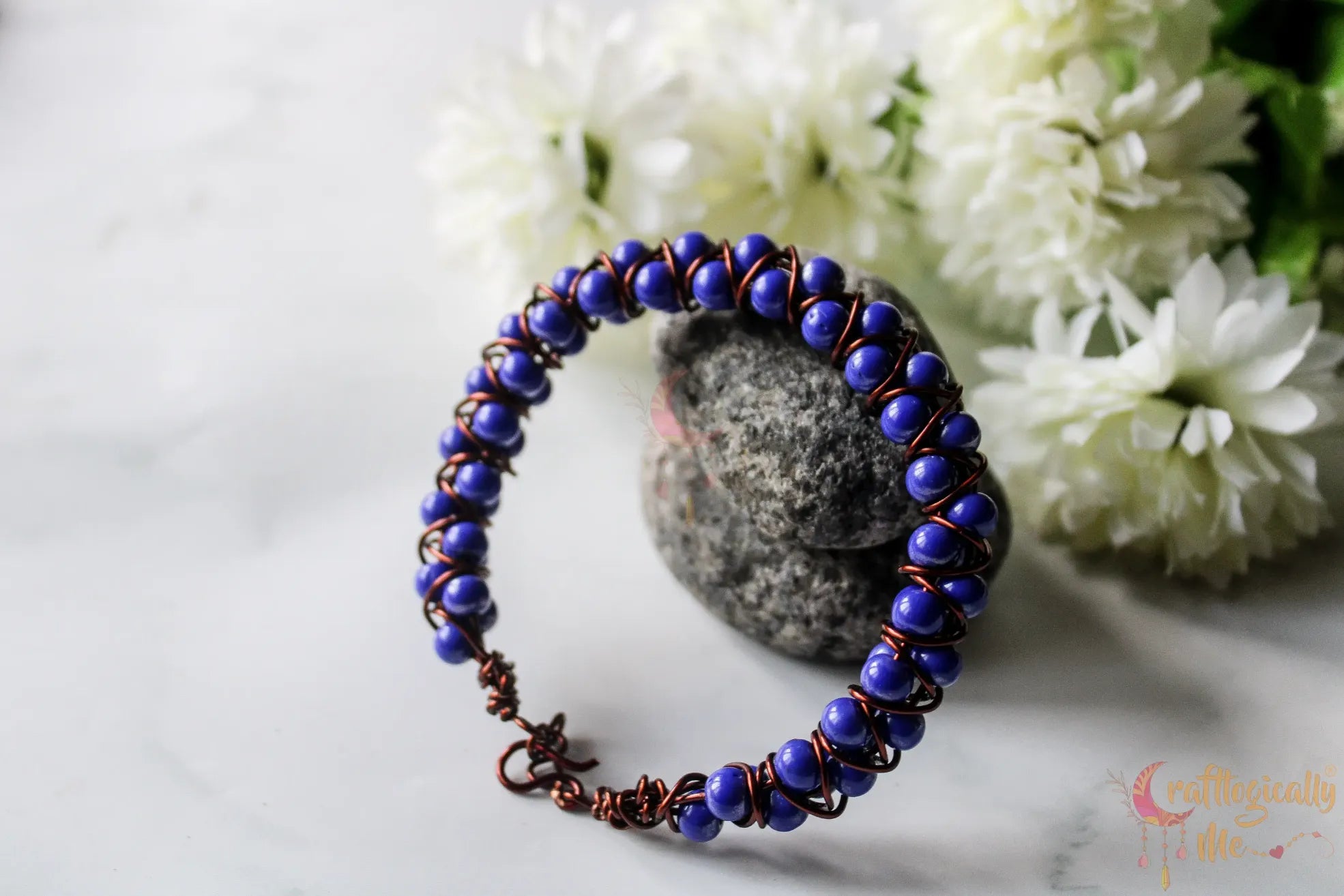 Three Layer Braided Pearl Bead Bracelet Cuff – Handmade Wire Jewelry